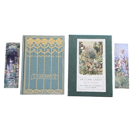 Houghton Mifflin An Island Garden Teal Gilt Slipcase Book 1988 Cottagecore OS - Picture 12 of 16
